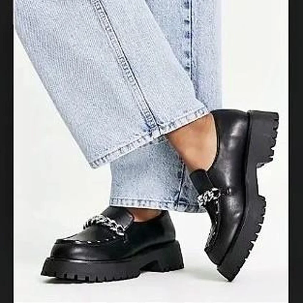 ASOS Black Loafers with Silver Chain Detail - Picture 8 of 8